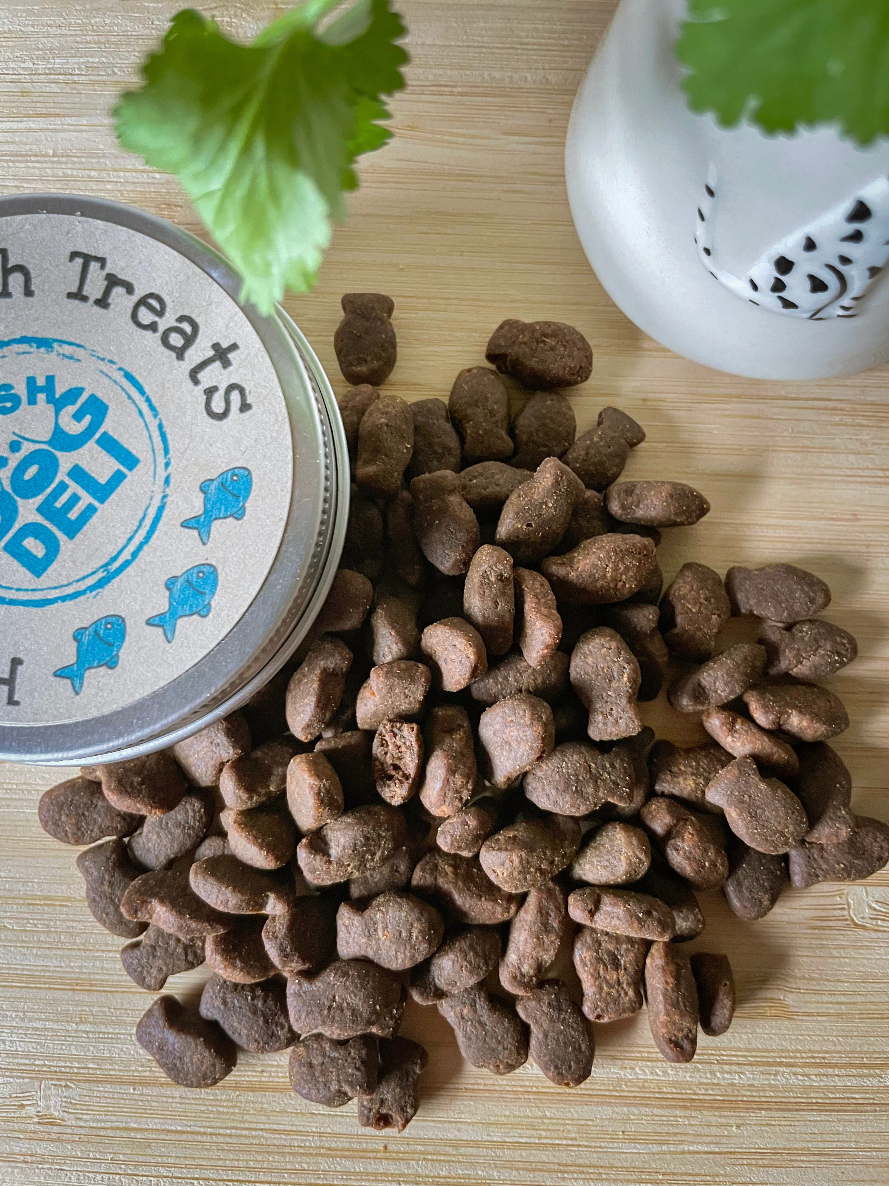 Mini fish dog treats – salmon, whitefish and trout crunchy training rewards